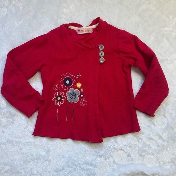 Vintage Mini Minis Long Sleeve Floral Embroidered Wrap Sweater Cardigan Size 3 - Picture 3 of 9
